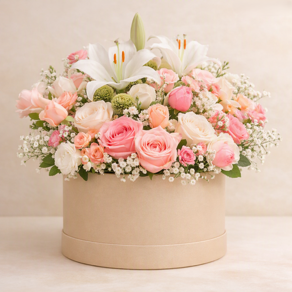 صندوق ورد فاخر من EUFLORIA – تصميم الحب الأبدي  
